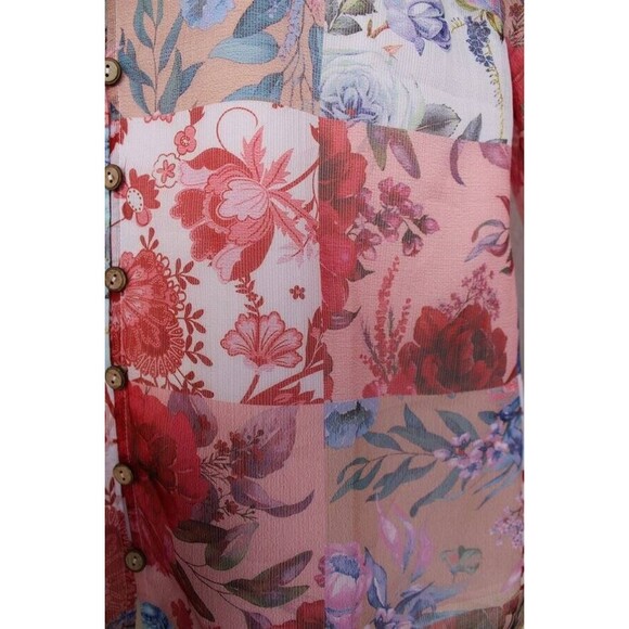Soft Surroundings Large Pastel Pink Blue Floral Patchwork Print Top - Picture 3 of 6